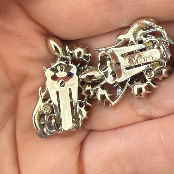 Vintage Coro 3 PC Set Demi-Parure Blue AB Auroa Borealis Dangle Bead Silver Tone - Picture 7 of 16